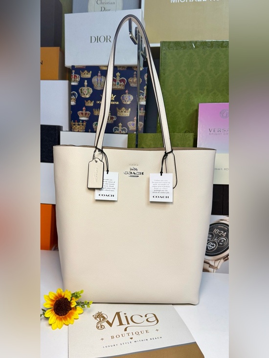 Coach Handbags - 🆕 COACH Cream Pebbled Thea Tot with Double Handles and Tag MSRP:$425